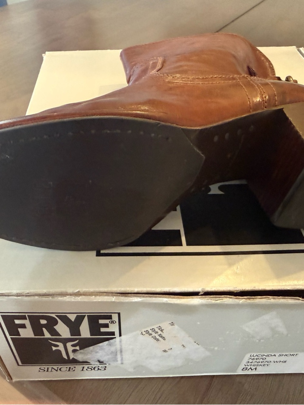 Frye Chestnut Brown Leather Mid-Calf Boots - Picture 5 of 6
